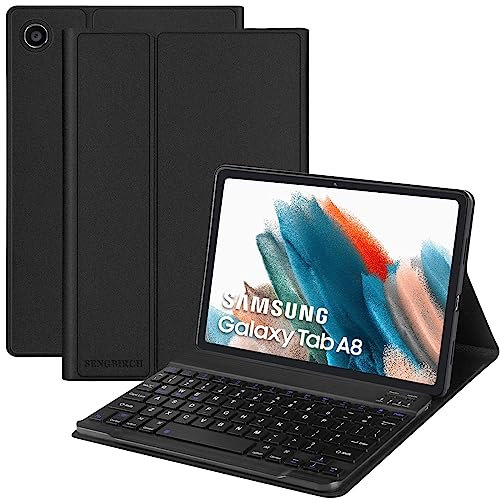 SENGBIRCH Samsung Galaxy Tab A8 10.5'' Keyboard Case, Detachable Bluetooth Keyboard with Protective Cover for Galaxy Tab A8 10.5 inch 2021 (SM-X200/X205/X207), Black
