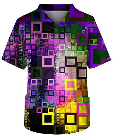 Shirt Herren Ringelshirt Rot Weiss Karneval Lustige Tshirts Männer V-Ausschnitt Musterdruck Bunte Kasacks Pflege Kurzarm Schlupfhemd Mit Taschen Locker Kasackhemd Freizeitshirt Tshirt (Dunkelblau XL)