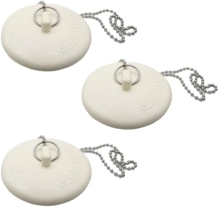 Gadgetime USA Tub Stopper with Chain (3 Pack) - Rubber Drain Cover - Drain Stopper for Kitchen, Bathtub, Shower, Sink & Laundry for 1 1/2 inch to 2 inch Drains,