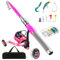 Castaroud Teleskop-Angelruten-Set für Damen, Kohlefaser, rosa Angelrute und Rolle, Combos mit drehbarer Angelrolle, Angelbox für Damen, Angeln, Mädchen, Angelrute