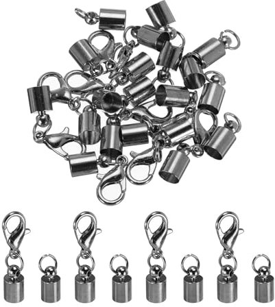 sourcing map 10Pcs Cord End Caps, 4.5mm End Caps Barrel Beads Kumihimo End Caps Iron for Leather Ribbon Clamp Clasp Jewelry Making Necklace Cord DIY Craft (Black)