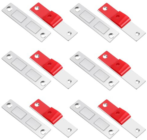 6 Pack Magnetic Door Catches, Double Magnetic Catch Ultra Thin Cupboard Door Magnets Magnetic Strip Cabinet Door Magnets for Invisible Extended Version with High Magnetism