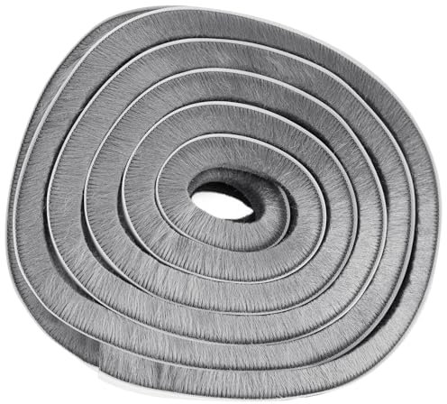 MARICATO Guarnizione a Spazzola, 12M Guarnizione Finestre Porta 9mm(L) X 15mm(P), Paraspifferi Spazzola Adesivo Per Mosche e dal Vento per Finestre e Porta Scorrevole, Isolamento Acustico - Grigio