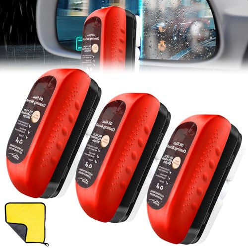 Audasi 3PCS Automotive Oil Film Cleaning Brush Windshield Oil Remover with Washcloth Glass Oil Film Stain Removal Cleaner Auto Glass Oil Film Remover 120ml Easily Restore Glass Clarity for Car Glass