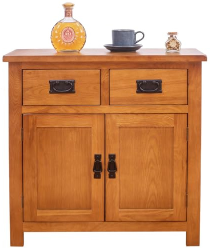 Aurotrice OAK Sideboard Cabinet Buffet Storage Cabinet with 2 Doors 2 Drawers Kitchen Buffet Cabinet with Storage Classic Sideboards for Dining/Living room