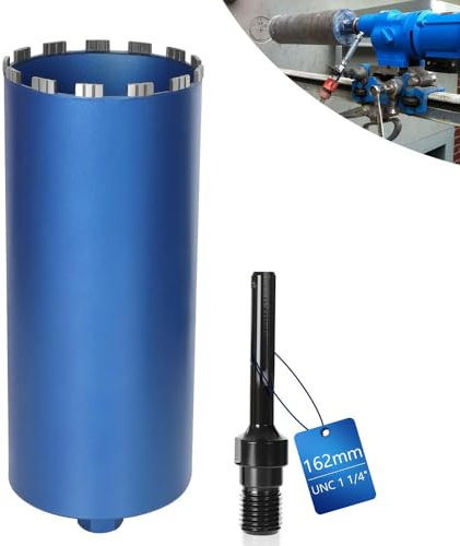 Diamantbohrkrone Dosensenker für Kernbohrgeräte inkl. 10 mm Turbo, L 460mm | Ø162 mm | SDS-MAX Adapter | 1 ¼ Zoll UNC | Nass Trocken Bohrkrone Kernbohrer Lasergeschweißte zum Beton Granit Mauerwerk