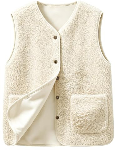 CheChury Femme Gilet Sans Manche Polaire Veste Sans Manche Femme Hiver Chaud Manteaux Sans Manche Doux Chaude Mode Veste Décontracté Manteau Fluffy Gilet