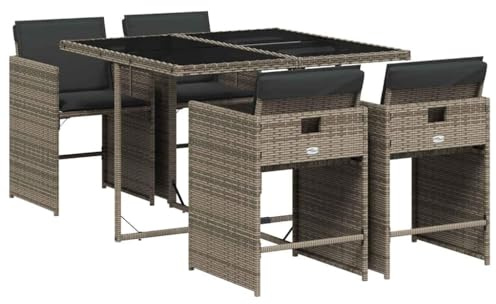 vidaXL Ensemble à Manger de Jardin 5 pcs Coussins Gris résine tressée