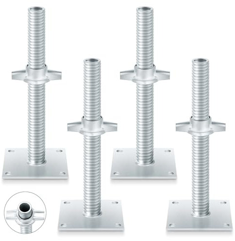 Zonon 4 Stück verstellbare Gerüst-Nivellierwagenheber mit Bodenplatte für Gerüste im Bäcker-Stil (30,5 cm)