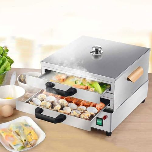Cuiseur Vapeur Commercial Pour Rouleaux De Riz, Cuiseur Vapeur Multifonctionnel Pour Fruits De Mer En Acier Inoxydable À 2 Niveaux De 1800 W, Petite Marmite Amovible Pour Boulettes De Viande, Poisson