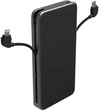 ZAGG mophie Powerstation Plus, Power Bank, 10.000mAh mobiles Akkupack mit USB-C & Lightning-Kabel, Schnellladen für 3 Geräte, für Smartphones, Tablets & andere USB-C und Lightning Geräte (Schwarz)