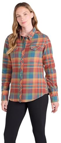 Mountain Warehouse Willow Brushed Flannel Ls Womens Shirt - Lightweight, Soft Lining with Extra Warmth & Comfort, Easy Care - for Spring Summer & Travelling Burnt Orange 14