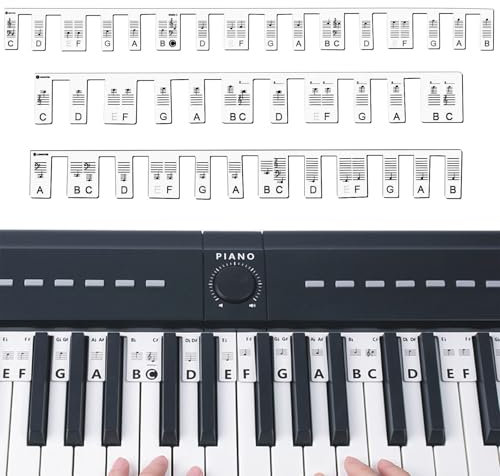 YCHYAN Klavier Noten Aufleger Silikon, Kein Einfügen Erforderlich Klavier Tastenbeschriftung, Klavier Lernen Erwachsene Anfänger, Geeignet für Klaviere mit 88 Tasten, kinder keyboard klavier zubehör