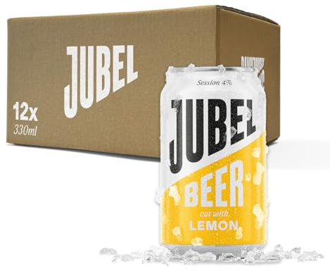 JUBEL Lemon Beer (12x330ml) - Award Winning Gluten Free Beer | Vegan/Low Calorie/Low Sugar | Dangerously Refreshing Fruit Lager | Sociable 4% ABV | Voted UK's Best Fruit Beer | B Corp Certified