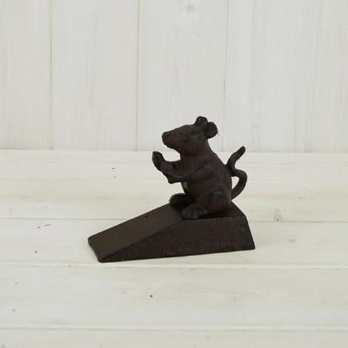 Cast Iron Brown Mouse Door Stopper Stop Heavy Door Wedge Shabby Chic Animal Statue Gift