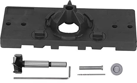 Mavaol Kit di foratura per cerniera nascosta Fermo di profondità regolabile, Localizzatore preciso di fori, compatibile con trapano elettrico verticale per progetti di lavorazione (Negro)