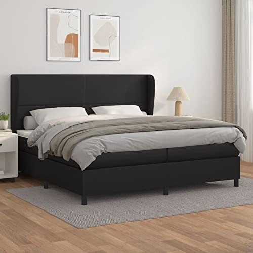 Brokky Boxspringbett mit Matratze Schwarz 200x200 cm Kunstleder Bett Mit Matratze Boxspringbett Bettgestell Polsterbetter - 3128931