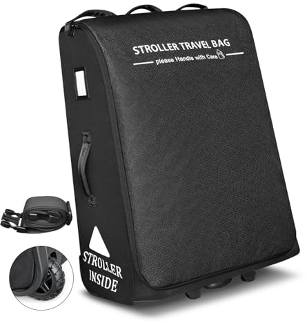 RAYMACE Gepolsterte Kinderwagen-Reisetasche für Flugzeug, Kinderwagentor, kariert, mit Rädern, passend für UPPAbaby Vista V2, Cruz V2 (entfernen Sie die Hinterräder), sichere Aufbewahrungstasche