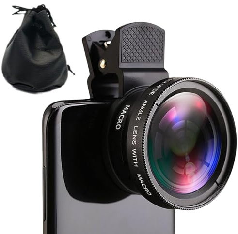 Kit de objetivos 2 en 1 para smartphones, gran angular de 0,45 x y macro de 12,5 x, juego de lentes de cámara portátil con clip universal, lente polarizadora, para iPhone, Samsung, Android (1 unidad)
