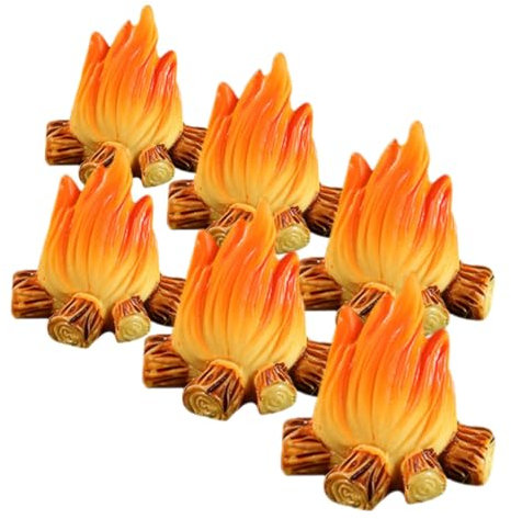 DONFAMDS 6 Stück Teiliges Feuerstelle aus Harz Dekoration für Kindergeburtstage Krippen und Kreative Wohnraumgestaltung Realistische Mini Feuer Modelle für Garten und Partys