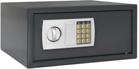 vidaXL Digitaler Safe mit Schloss Dunkelgrau 42 x 37 x 20 cm Stahl | Hergestellt aus robustem Stahl, Mit Schlüssel und digitaler Tastatur, Perfekte Größe für Zuhause oder im Büro