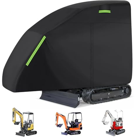 Fabater Minibagger-Abdeckung für Modelle von 800–1600 kg, Reißverschluss-Vollbagger-Abdeckung kompatibel mit Bobcat E20/Takeuchi/ViO17, Wasserdichte UV-Staubschnee