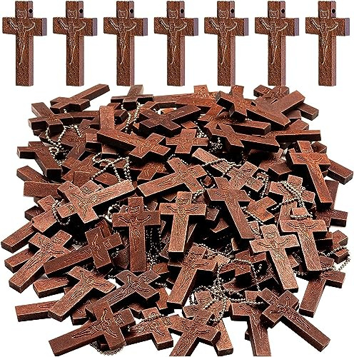 100 Pack kleine Holzkreuze Schütte - christliche/religiöse/Jesus/Bibel Glaube Geschenke für Männer und Frauen für Handwerk, Kreuz Charms Anhänger Schmuck Ohrhörer Halskette Herstellung, S