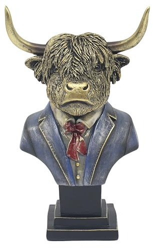 Lesser & Pavey Highland Cow Bust Decor Figurine | Sculpted Bust Style, Elegant Finish, Classic Accent, Display Ready Piece, Ideal for Home and Office Decor, Collector Gift