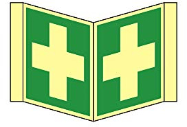 Nasenrettungsschild als Symbol Erste Hilfe nach ISO 7010, Beschreibung:150x150mm