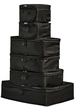 ANTLER - Compression Packing Cubes, Set of 6 Essential Packing Cubes for Suitcases and Backpacks - Holiday, Travel & Accessories Organiser, Easy Clothes and Shoe Storage - Black