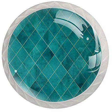 Gold Line Teal Turquoise Glittering Texture Cabinet Door Knobs Handles Pulls Cupboard Handles Drawer Wardrobe 4pcs