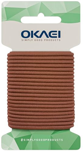 Cuerda Elástica OKAEI de 3mm x 5m - Cordón Elástico Marrón Dorado, Banda Elástica Flexible - Ideal para Proyectos DIY y Artesanía