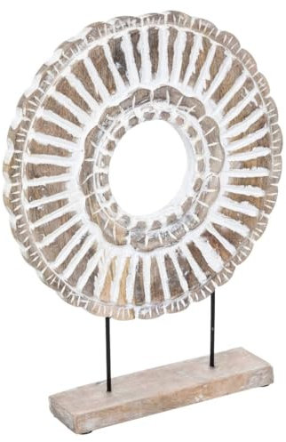 Atmosphera - Deko-Objekt - Mangoholz H43 cm - Leinen weiß