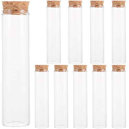 VILLCASE 10 Stück Reagenzglas mit Korken, Glas Reagenzgläser mit Korken, 30X120mm Transparent Glasröhrchen Laborröhrchen für Blumen, Spices, Liquids, Süßigkeiten, Gewürzes, DIY