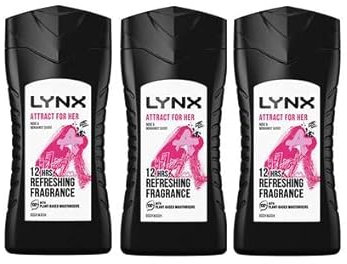 Pack of 3, Lynx Attract for Her Rose & Bergamot Scent Body Wash 225ml