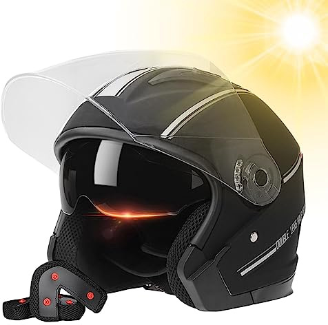 Rianpesn Motorcycle Helmets for Men,Open Face Helmets with Adjustable Buckle Strap and Dual | Shockproof Baseball Motorcycle Helmets for Women Men Cycling