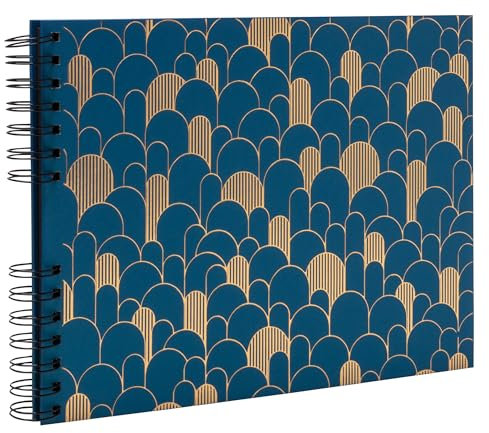EXACOMPTA - Ref. 16296E – Fotoalbum mit Spiralbindung Neo Déco – 150 Fotos – 60 schwarze Seiten – Format 32 x 22 cm – Einband aus Karton mit strukturiertem Papier, Blau mit Glanzeffekt