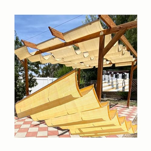 Voiles D'ombrage Ondulées Auvent De Remplacement De Pergola Auvent Pare-Soleil Réglable Et Amovible. Toile D'ombrage 90% Pare-Soleil, Auvent Rétractable(60cmx300cm)