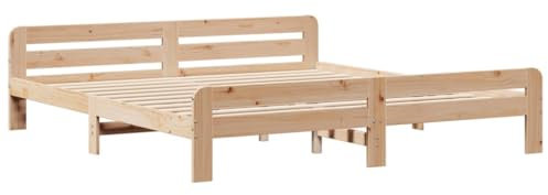 vidaXL Massivholzbett, Holzbett mit Kopfteil Fußteil Lattenrost, Doppelbett für Schlafzimmer, Bett Bettgestell, 200x200cm Kiefernholz