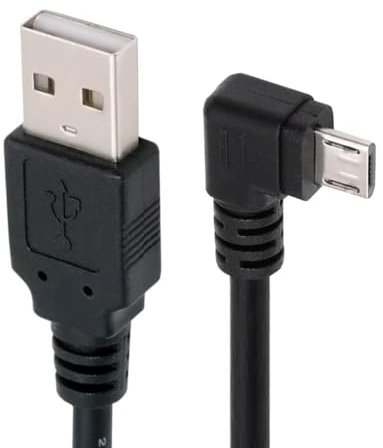 CY Câble d'extension de charge Câble coudé à 90 degrés Micro USB 5 broches vers USB 2.0 Type-A Câble de charge de données pour téléphone tablette appareil photo (150 cm)