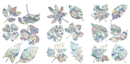 18 Pcs Rainbow Window Film Suncatcher Stickers - Window Clings for Bird Strike Prevention - Static Cling Suncatcher Sticker for Glass, Anti-Collision Window Clings for Home Decoration(Leaf Style)