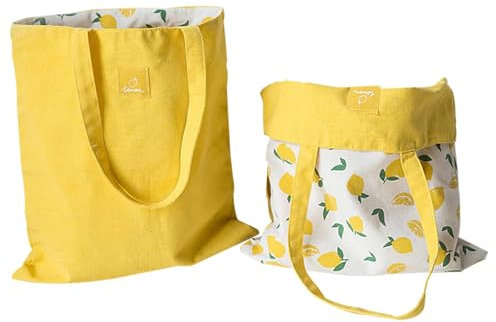 Doppelseitige Leinentasche aus Baumwolle und Leinen Stoff Tasche Einkaufstasche Baumwolle Schulter Reversible Leinwand Messenger Bag für Damen Kinder