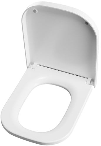 CECIPA WC Sitz mit Absenkautomatik, Eckig Toilettendeckel, Soft Close Klodeckel, Klobrille Weiß, WC Deckel, Toilettensitz Familien, Automatische Toilettenbrille Quick-Release-Funktion, Klositz Quadrat