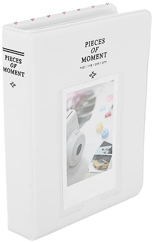 Generic Instant Camera Photo Album, PU Leather 64 Pockets Cover Insert 3in Fotoalbum för Filmbiljetter (Vit)