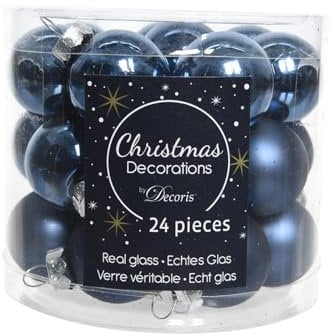 Mini-Weihnachtskugeln aus Glas 24er Set 25mm ( marineblau / nachtblau / navy ) Spiegelbeeren Weihnachtskugeln Baumkugeln Christbaumkugeln