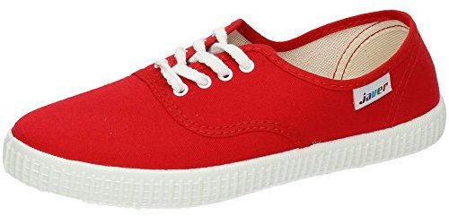 javer 60 Bambas de Lona para Mujer Color Rojo con Cordones Mujer Zapatillas Rojo 38