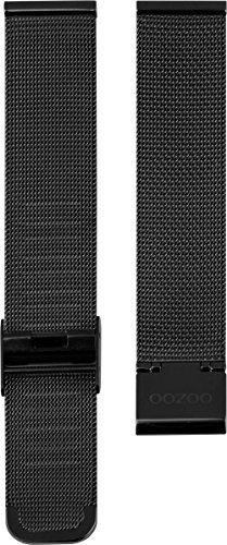 Oozoo Milanaiseband Uhrenband Armband Metallband Edelstahl Schwarz 20 MM - OA-504-20