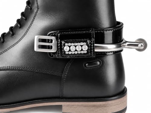 Tysons Breeches Sporenschutz Sporenschmuck Stiefelschutz Leder Lack Braun Schwarz Stiefel Schutz Glitzer Strass Stiefel Sporen Sporenprotectoren Sporenschmuck