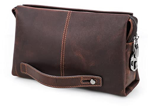 CONTACTS Herren Echtes Leder Ausweis Handyhalter Reißverschluss Coin Key Clutch Geldbörse Handtasche (Dark Kaffee)