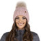 VIVISENCE Wintermütze Mit Bommel Damen Perfekte Passform Warmes Strickmütze Herbst Frauen Mütze Für Winter Aufgerolltem Design Für Extra Wärme Ideal Für Kalte Wintertage Modell, Rosa,Einheitsgröße
